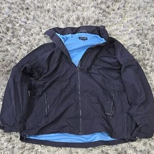 Lands End Black and Blue Windbreaker Jacket Size 1X